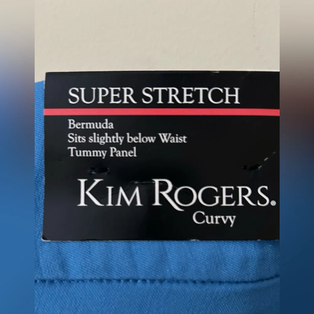 Kim Rogers Shorts Womens 24W Bermuda Tummy Control Blue Pull On‎ Stretch
